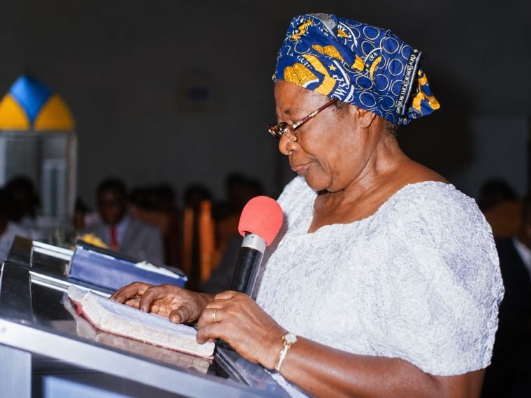 Serving as a deaconess at the lectern